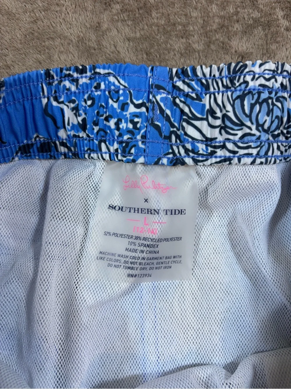Lilly Pulitzer x Southern Tide Boca Blue Swim Trunks Boys Large 12-14